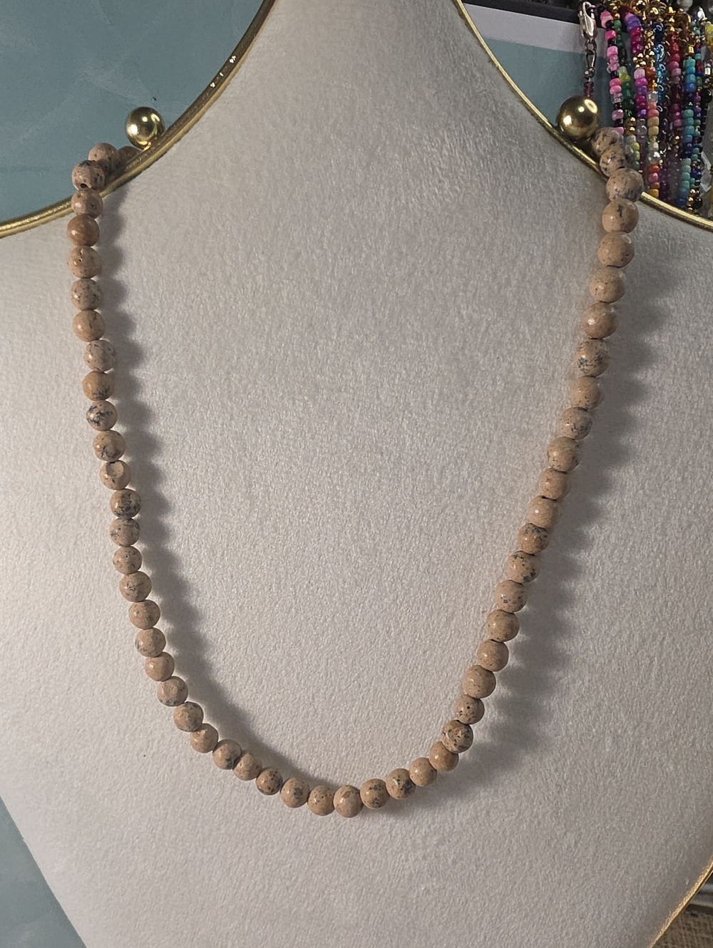 Picture Jaspee Natural Stone Beaded Necklace - Women Jewelry